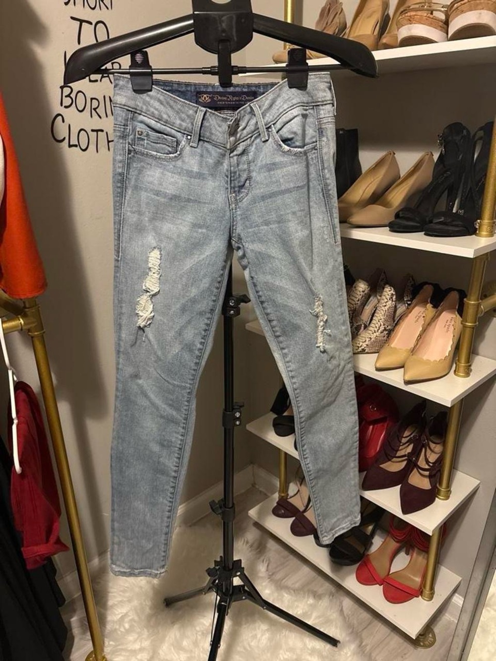 Women's Light Blue Skinny Distressed Jeans
